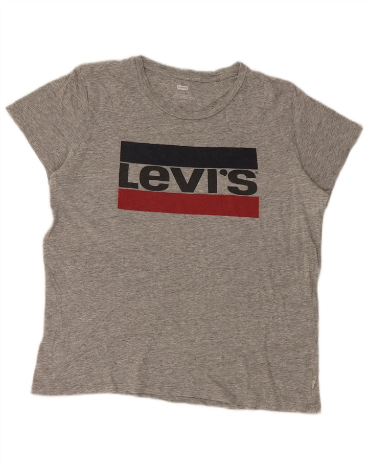 Женская футболка с рисунком Levi's Top UK 14, средний серый хлопок