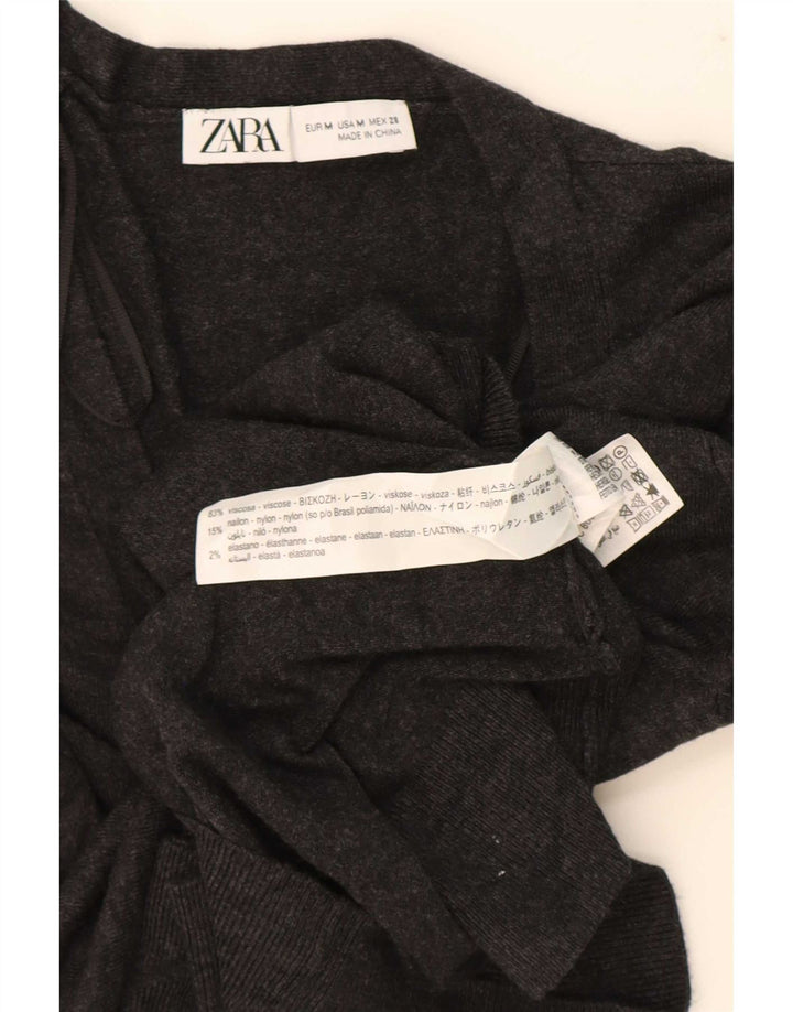 Женский кардиган Zara UK 12, вискоза среднего серого цвета