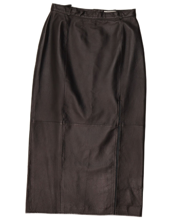 Винтажная женская кожаная юбка W28, черная кожа среднего размера