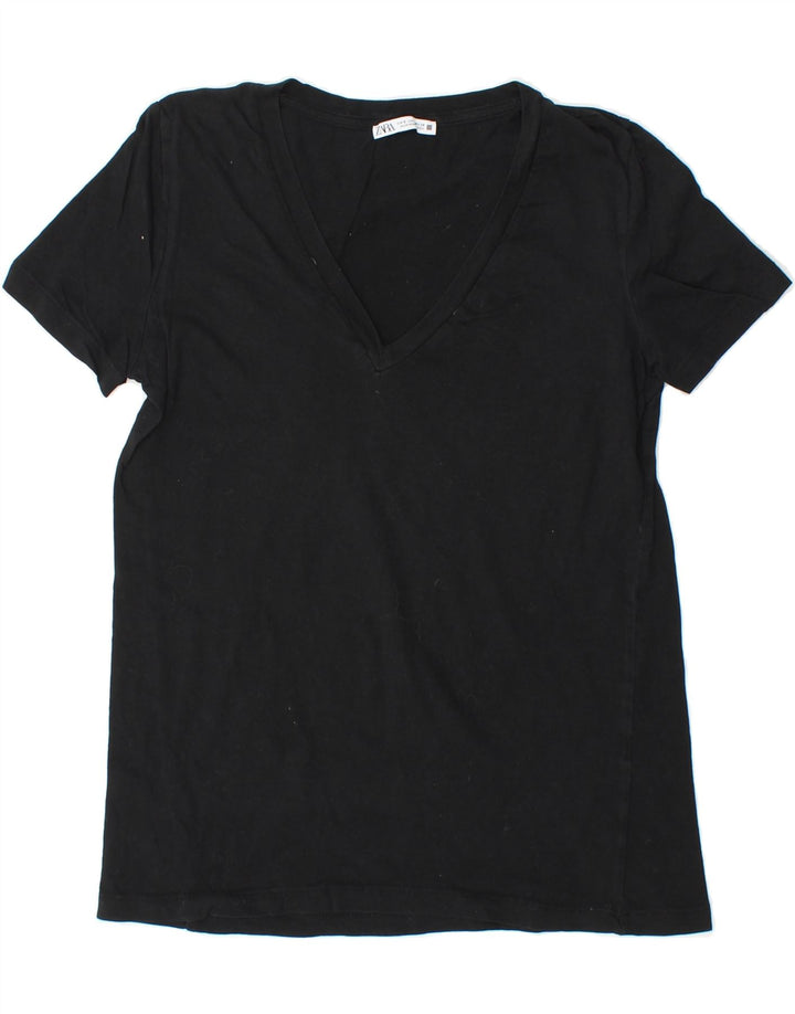 ZARA Womens T-Shirt Top UK 10 Small Black Vintage Zara and Second-Hand Zara from Messina Hembry 