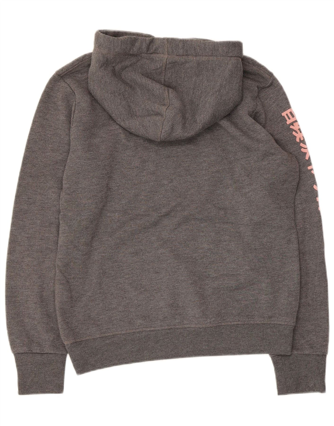 SUPERDRY Женский джемпер с капюшоном с рисунком UK 14, средний серый полиэстер