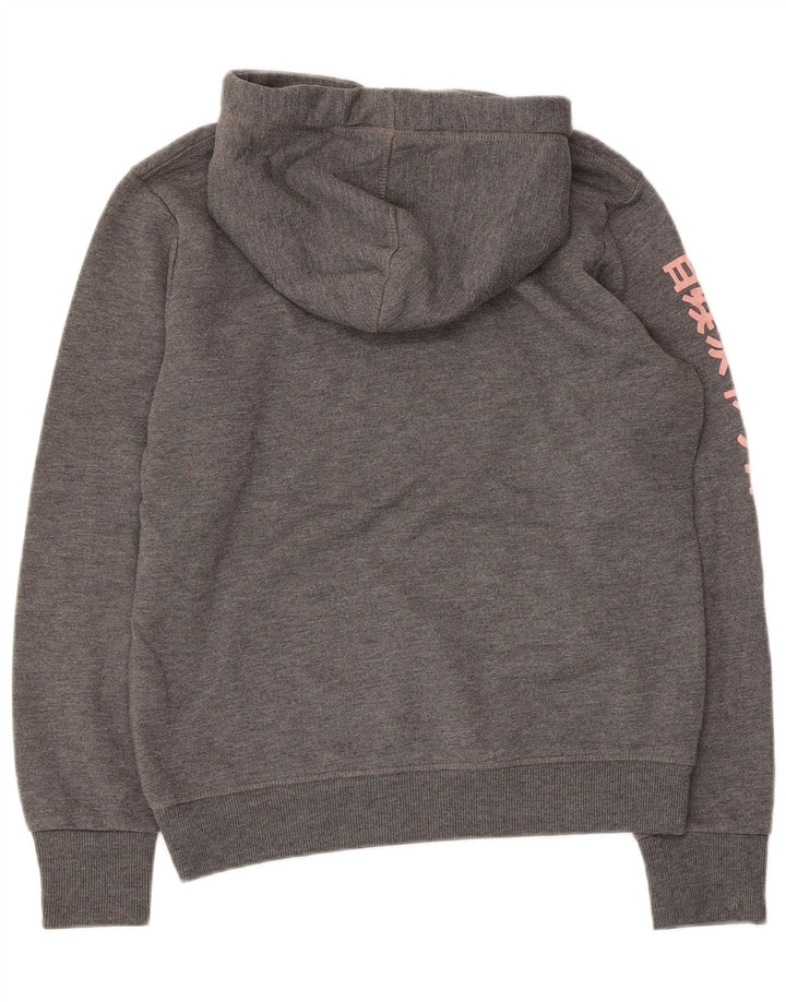 SUPERDRY Женский джемпер с капюшоном с рисунком UK 14, средний серый полиэстер