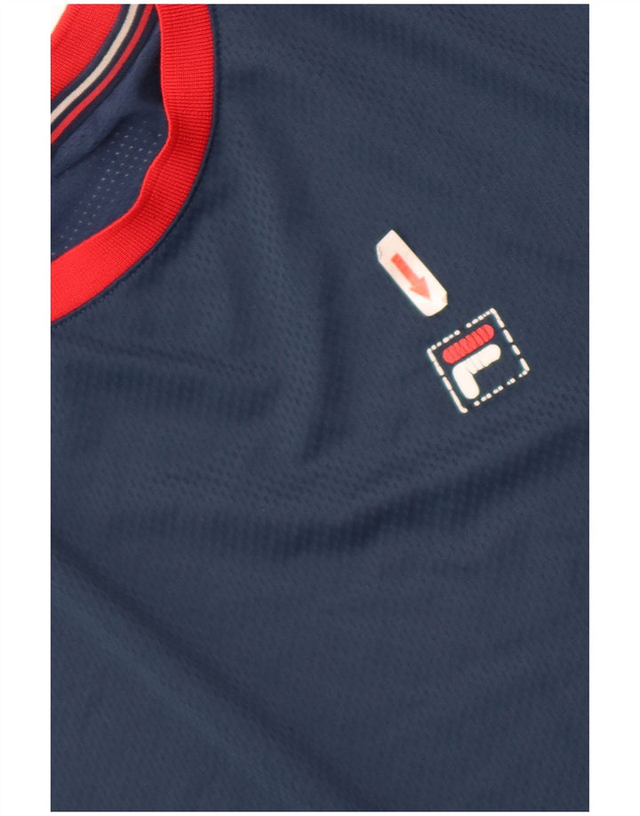 Мужская футболка Fila Top 2XL Темно-синяя, полиэстер с цветными блоками