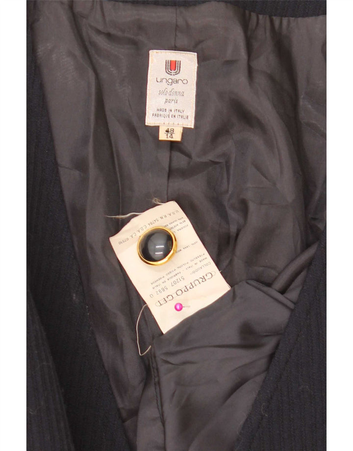 Женский двубортный пиджак Ungaro IT 48 XL Темно-синий, шерсть