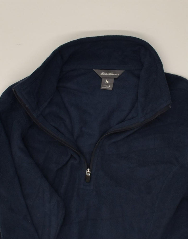 EDDIE BAUER Womens Zip Neck Fleece Jumper UK 10 Small Navy Blue Polyester | Vintage Eddie Bauer | Thrift | Second-Hand Eddie Bauer | Used Clothing | Messina Hembry 