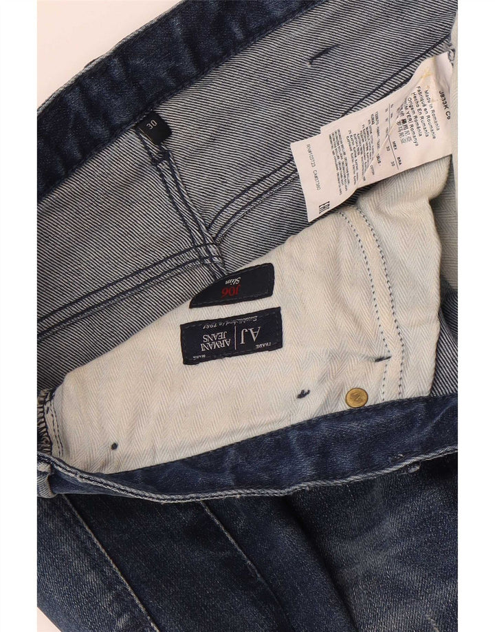 Мужские узкие джинсы Armani W30 L30 синие, хлопок