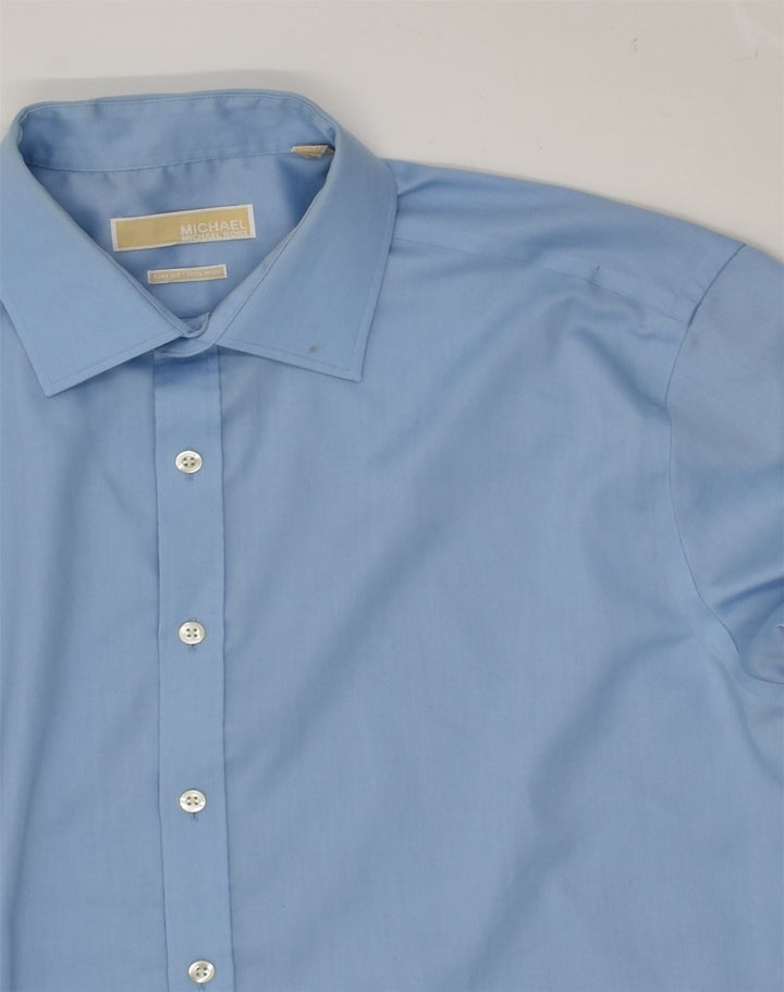 MICHAEL KORS Mens Slim Fit Shirt Size 16 1/2 Large Blue Cotton | Vintage Michael Kors | Thrift | Second-Hand Michael Kors | Used Clothing | Messina Hembry 
