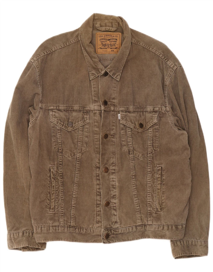 Женская вельветовая куртка Levi's UK 40, большой размер, коричневый хлопок