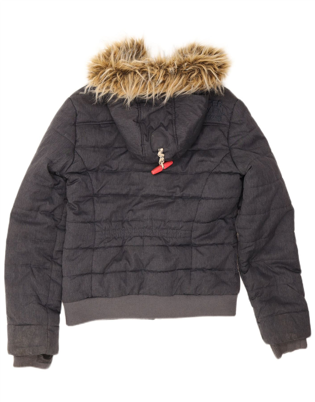 Женская утепленная куртка с капюшоном Superdry UK 12, средний темно-синий полиэстер