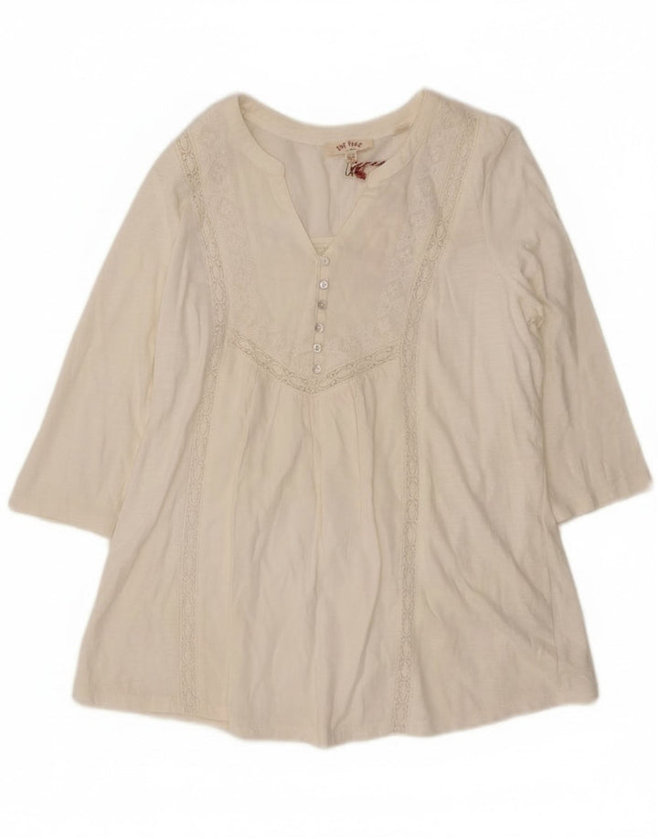 Женская блузка Fat Face с рукавом 3/4, топ UK 12, средний белый хлопок, хлопок