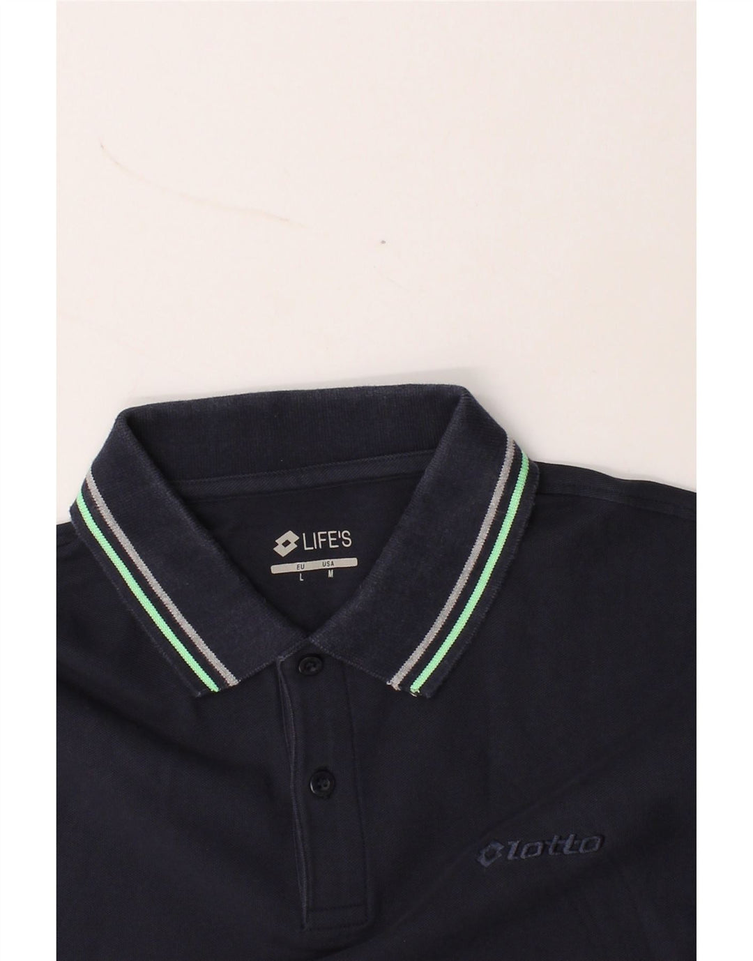 LOTTO Mens Polo Shirt Large Navy Blue Vintage Lotto and Second-Hand Lotto from Messina Hembry 