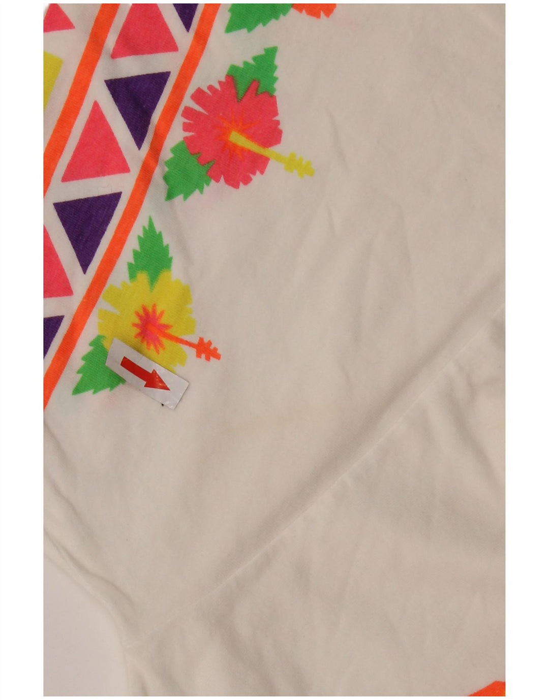 Винтажная мужская футболка с рисунком, топ среднего размера, белый с цветочным принтом