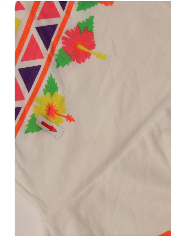 Винтажная мужская футболка с рисунком, топ среднего размера, белый с цветочным принтом