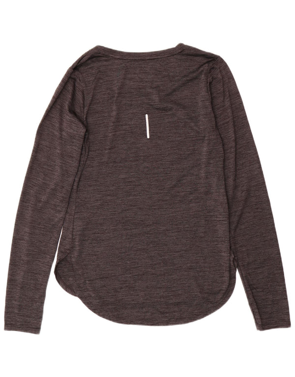 REEBOK Womens Top Long Sleeve UK 10 Small Grey Flecked Polyester