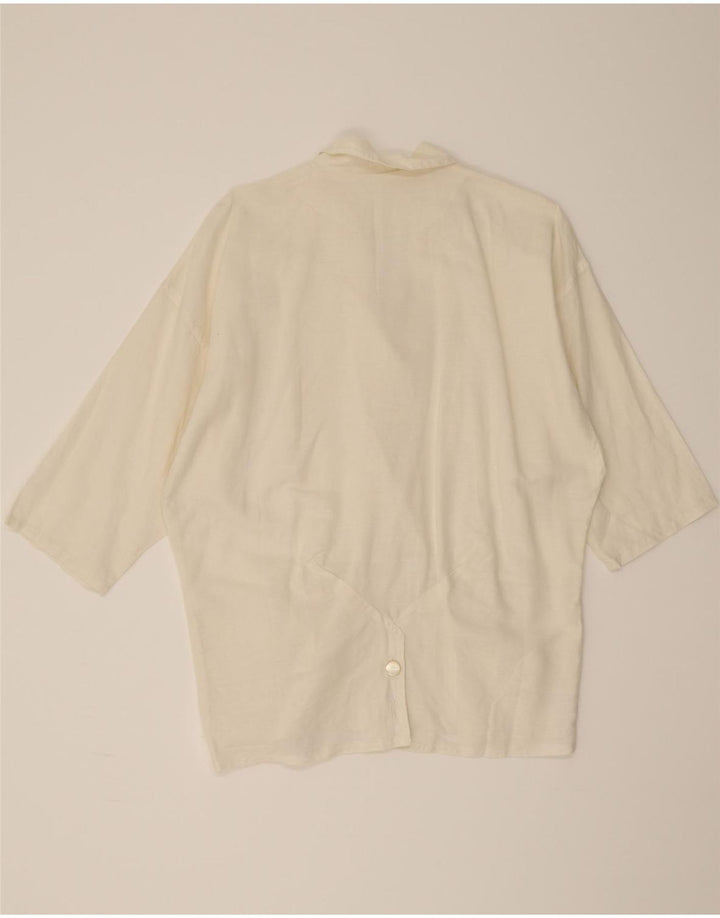 VINTAGE Womens Double Breasted Blazer Jacket IT 42 Medium White Vintage Vintage and Second-Hand Vintage from Messina Hembry 