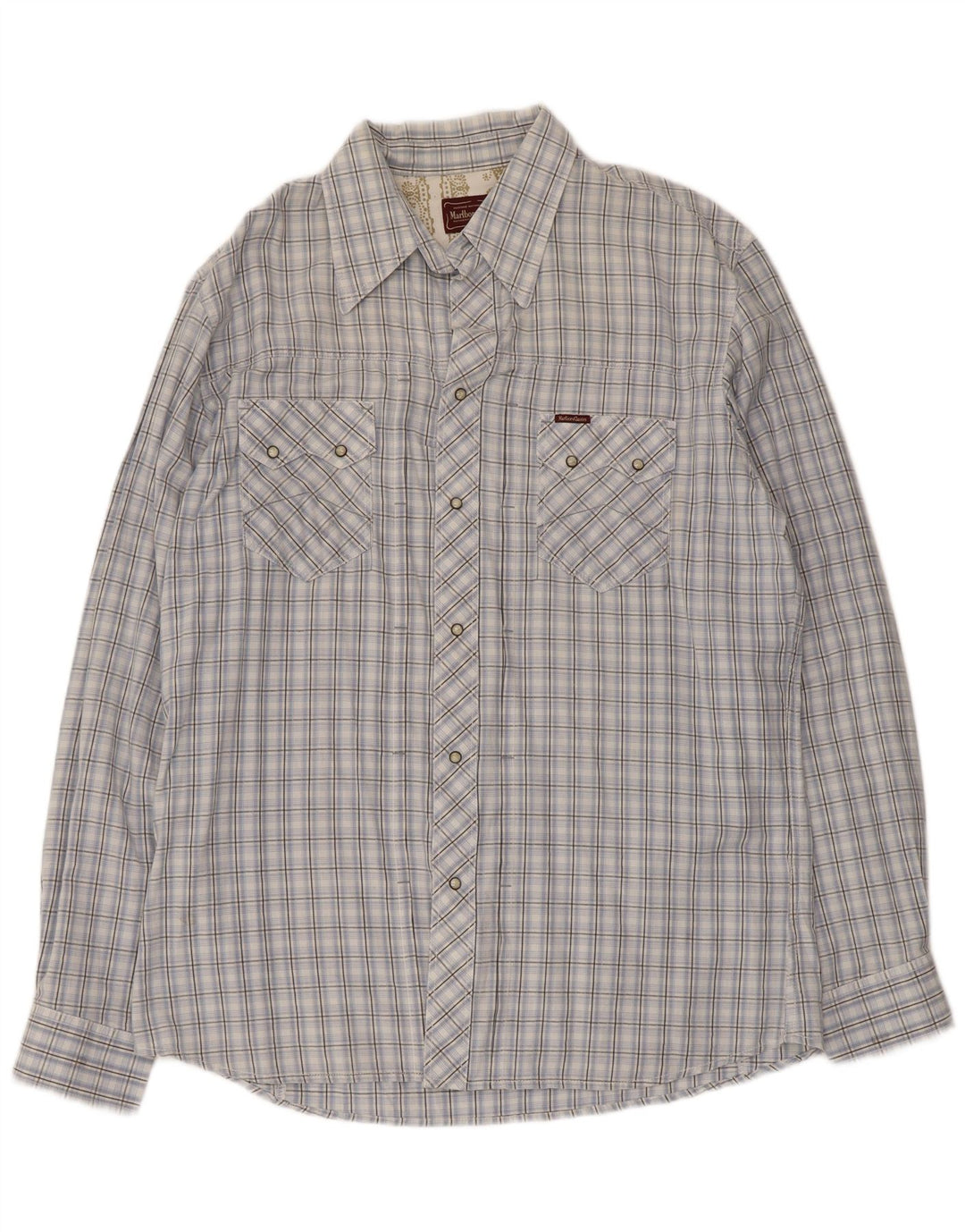 Мужская рубашка Marlboro Classics 2XL, синяя клетка, хлопок