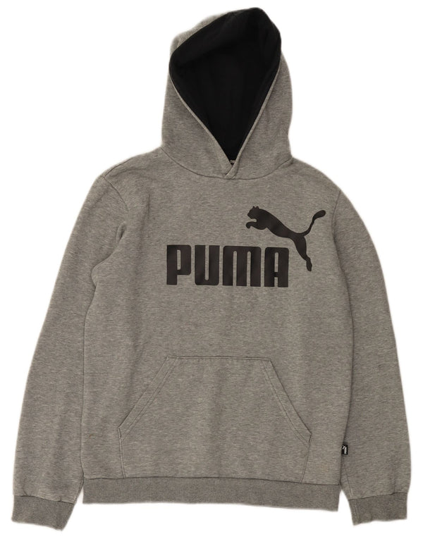 Толстовка с капюшоном PUMA для мальчиков 13-14 лет, серый хлопок
