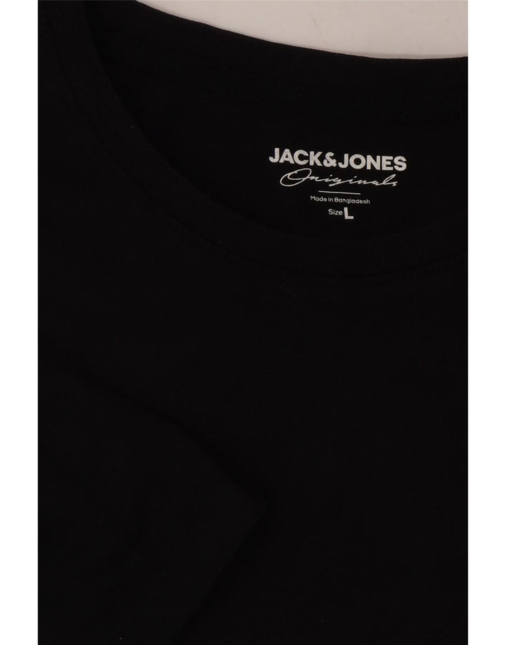 JACK & JONES Mens T-Shirt Top Large Black Cotton Vintage Jack & Jones and Second-Hand Jack & Jones from Messina Hembry 