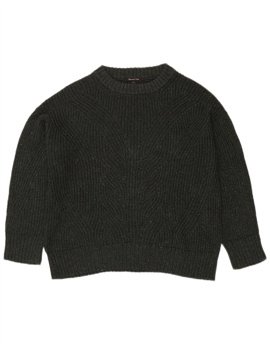 Женский свободный джемпер с круглым вырезом Massimo Dutti UK 14, средний хаки