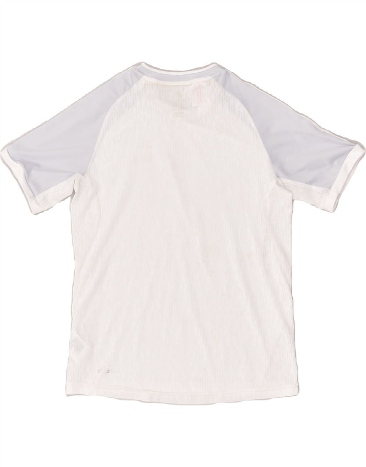ADIDAS Boys Jersey Top 11-12 Years White Colourblock Polyester | Vintage Adidas | Thrift | Second-Hand Adidas | Used Clothing | Messina Hembry 