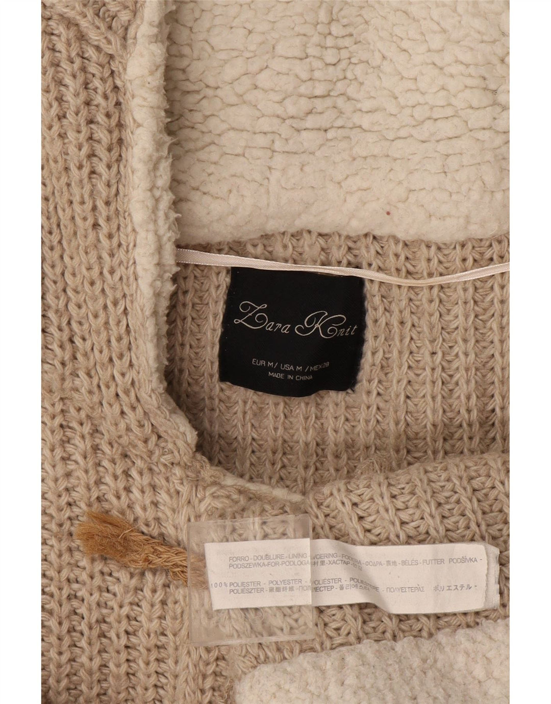 Женский кардиган с капюшоном Zara UK 14, средний бежевый полиэстер