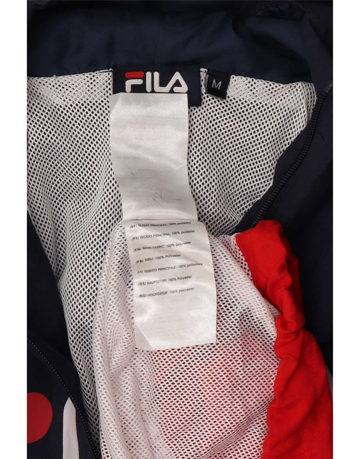 Fila Мужской спортивный костюм с капюшоном и графикой, верхняя куртка, средний темно-синий, с цветными блоками