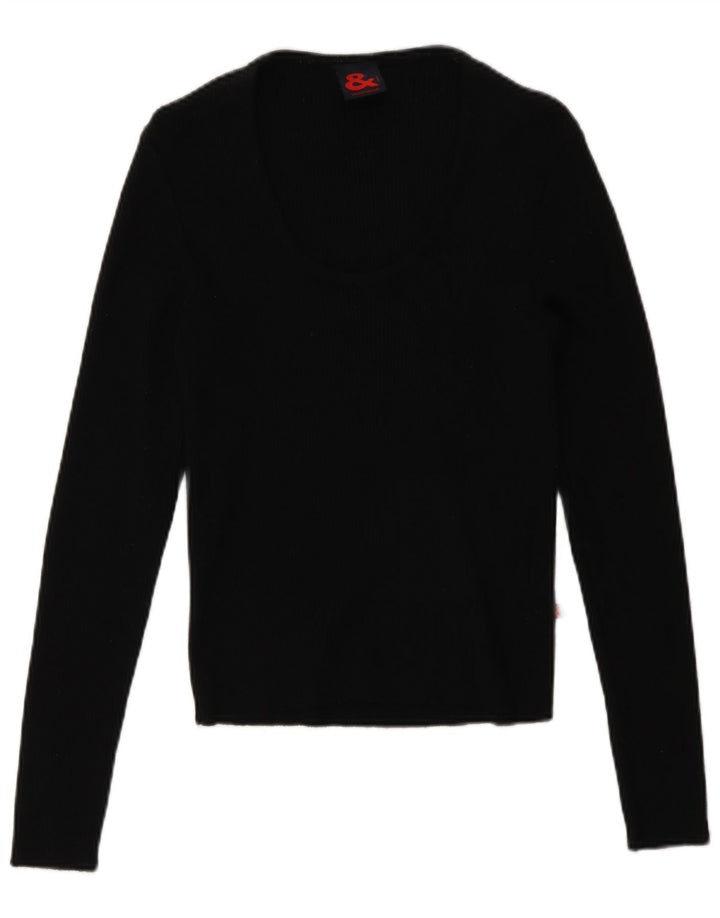 Dolce & Gabbana Женский топ с длинным рукавом IT 46, большой черный из шерсти мериноса