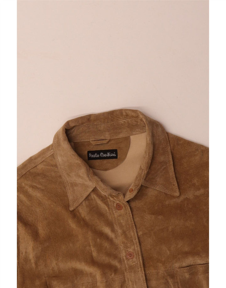 PAOLO CONTINI Женская замшевая рубашка EU 44 XL Бежевая