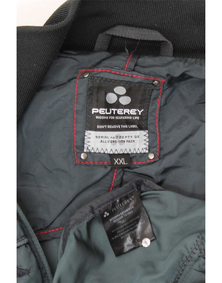 Мужская куртка-бомбер PEUTEREY UK 44 2XL, синяя, полиамид с цветными блоками