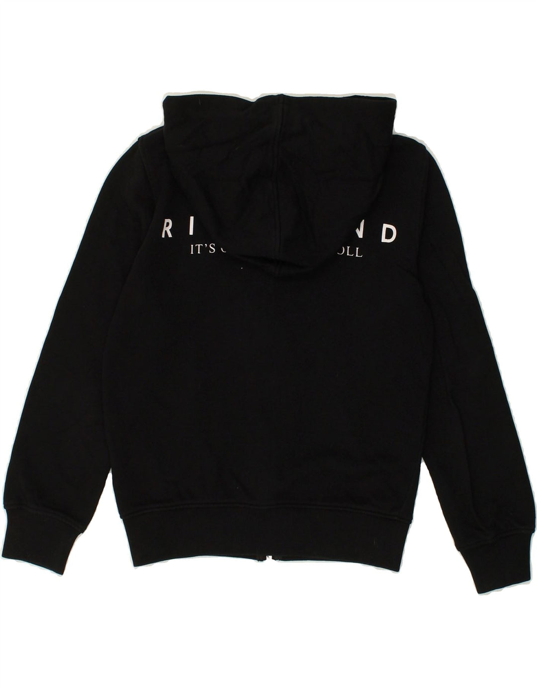 RICHMOND Boys Graphic Zip Hoodie Sweater 9-10 Years Black Cotton | Vintage Richmond | Thrift | Second-Hand Richmond | Used Clothing | Messina Hembry 