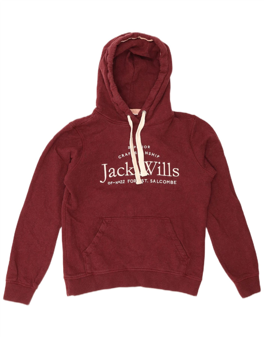 Женский джемпер с капюшоном Jack Wills с рисунком, Великобритания, 8, маленький бордовый, хлопок