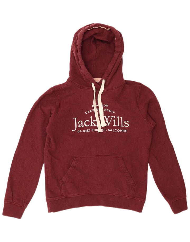 Женский джемпер с капюшоном Jack Wills с рисунком, Великобритания, 8, маленький бордовый, хлопок