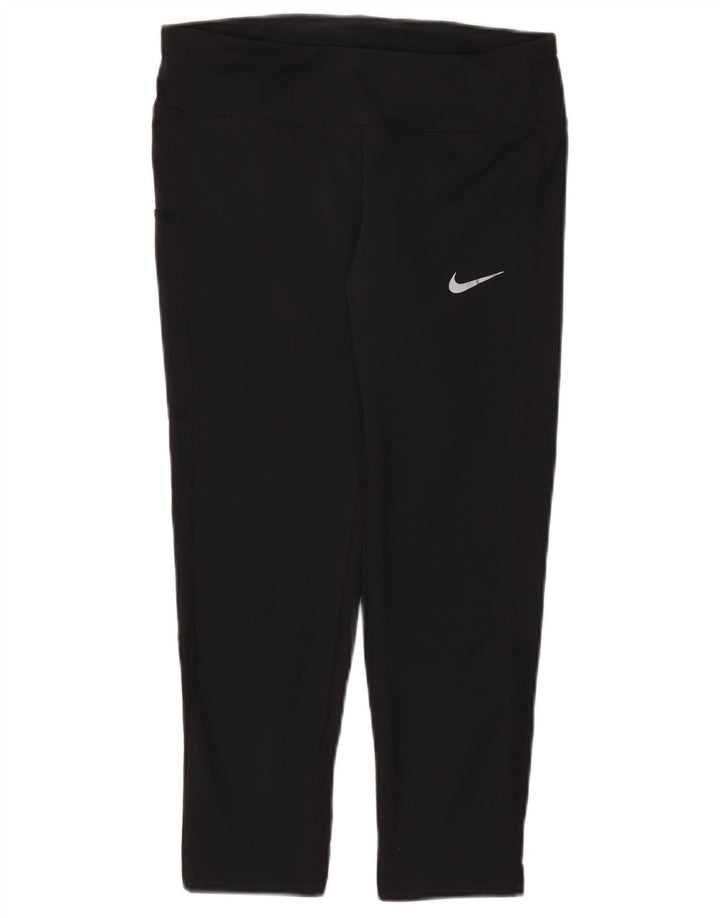 Женские леггинсы-капри Nike Dri Fit UK 8, маленькие черные из полиэстера