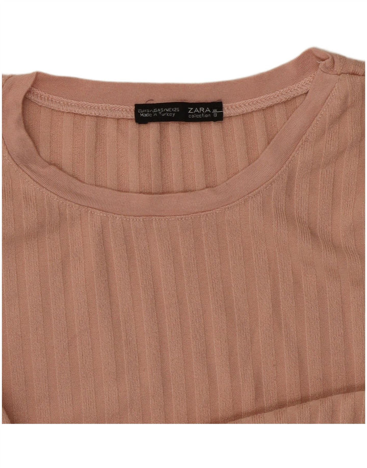 Женский топ Zara с длинным рукавом UK 8, маленький розовый