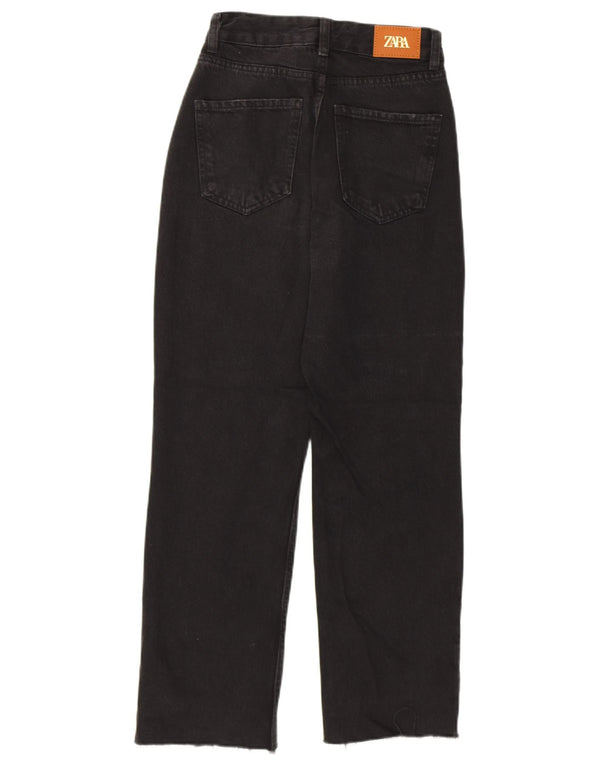 ZARA Womens Distressed Loose Jeans EU 32 2XS W22 L26 Black Cotton