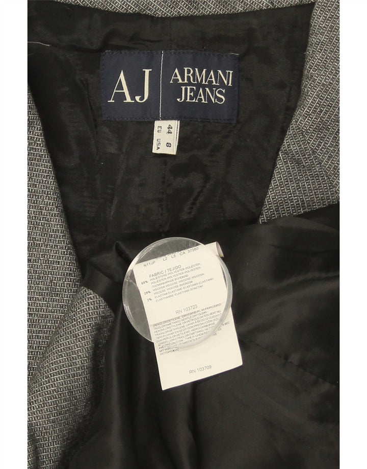ARMANI JEANS Womens 1 Button Blazer Jacket EU 44 XL Grey Polyester Vintage Armani Jeans and Second-Hand Armani Jeans from Messina Hembry 