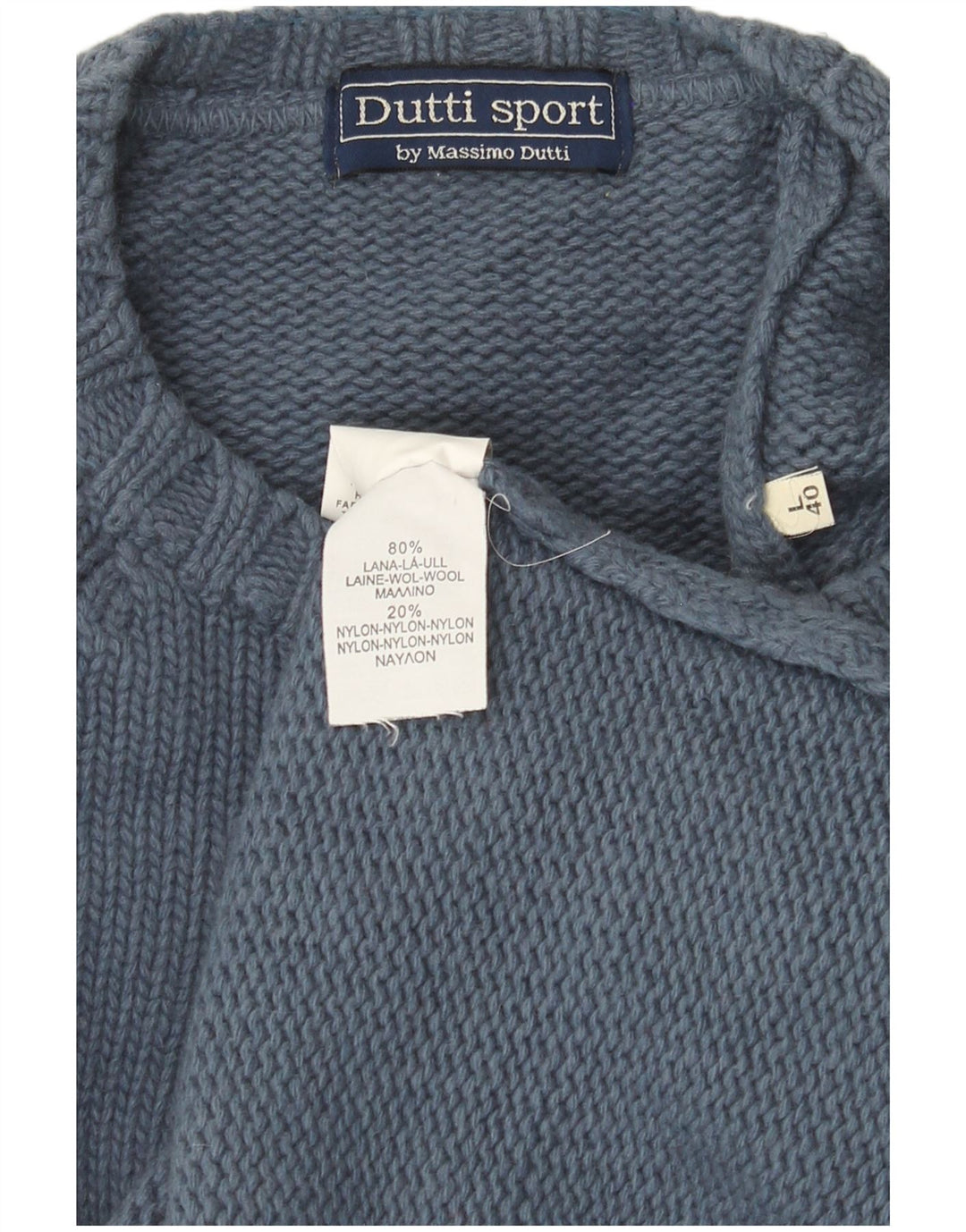 Мужской джемпер с круглым вырезом Massimo Dutti, большой синий шерстяной джемпер с жаккардовым узором