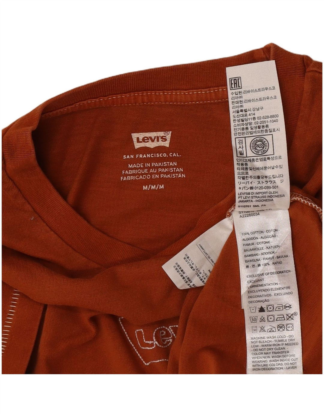 Женская футболка Levi's Top UK 14, хлопковый средний оранжевый