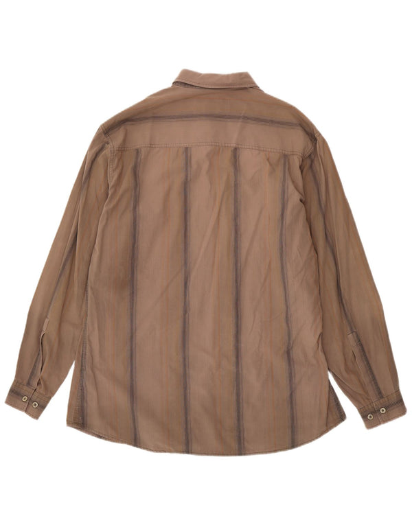 Мужская рубашка Marlboro Classics 2XL из хлопка в коричневую полоску