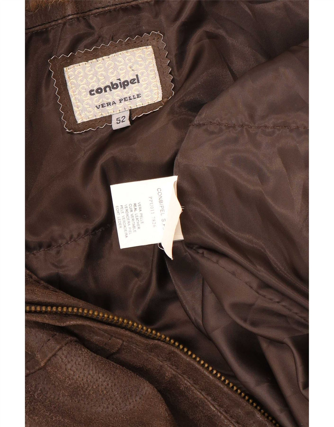 Conbipel Mens Leather Jacket IT 52 Large Brown