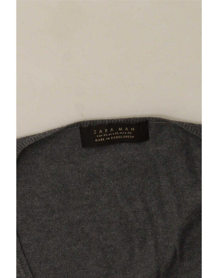 Мужской джемпер с v-образным вырезом Zara XL, серый