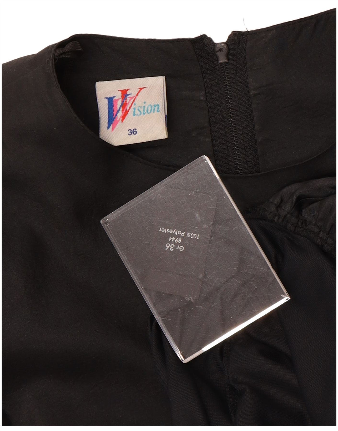 ВИНТАЖНОЕ женское многоярусное платье с длинными рукавами EU 36, маленькое черное полиэстер