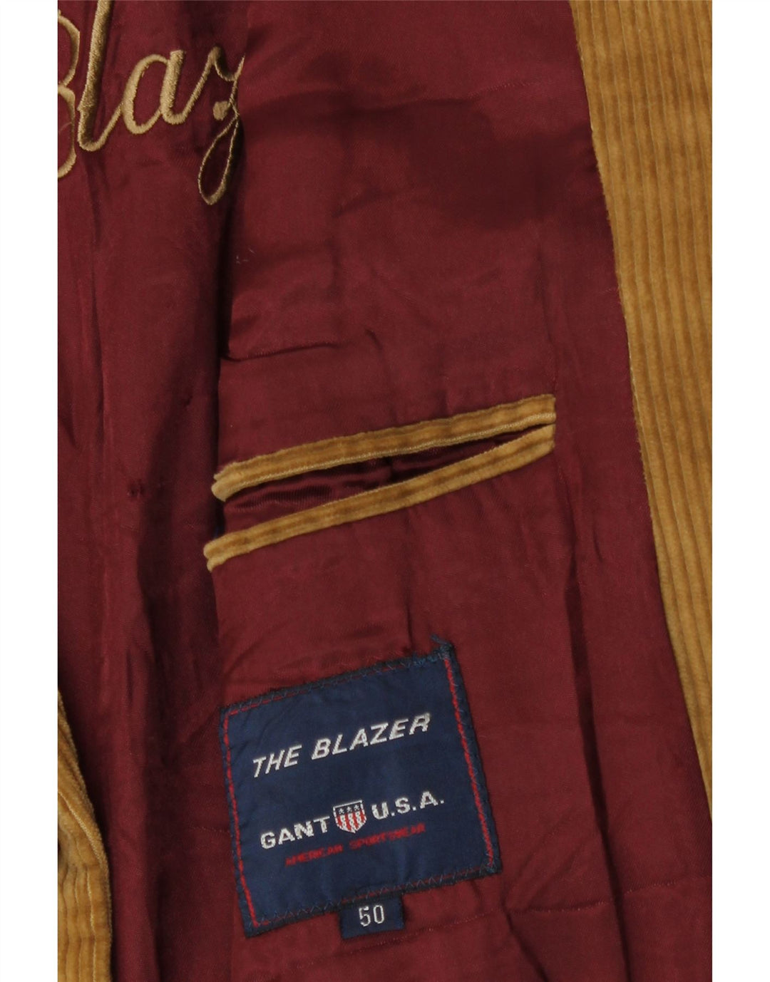 Мужской вельветовый пиджак Gant с 3 пуговицами IT 50, большой, бежевый, хлопок