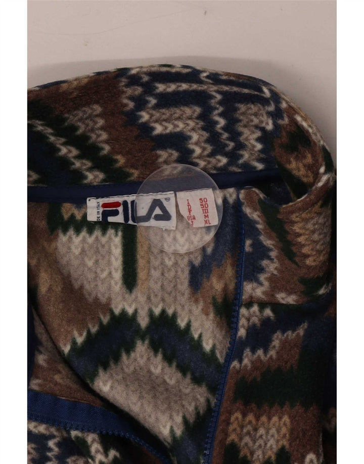 Fila Мужской флисовый джемпер свободного кроя IT 50 Средний Разноцветный Геометрический принт