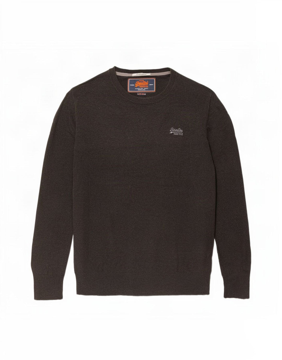 Мужской джемпер с круглым вырезом Superdry, большой коричневый хлопковый свитер