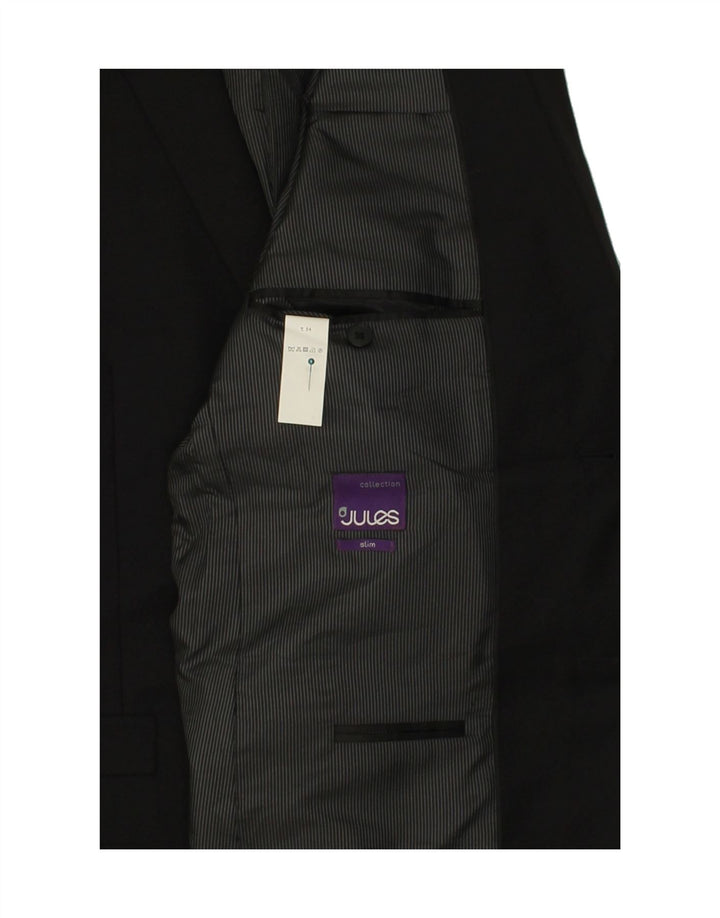 JULES Mens Slim 2 Button Blazer Jacket IT 54 2XL Black Wool Vintage Jules and Second-Hand Jules from Messina Hembry 
