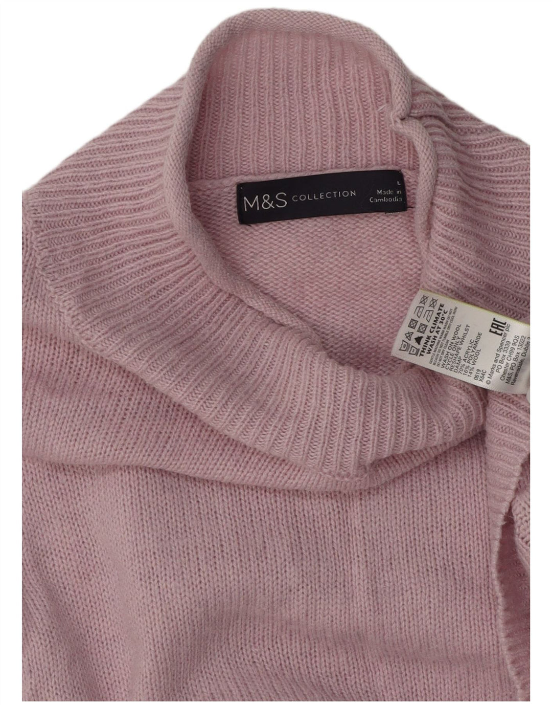Женский джемпер с высоким воротником Marks & Spencer, Великобритания, 16, большой розовый