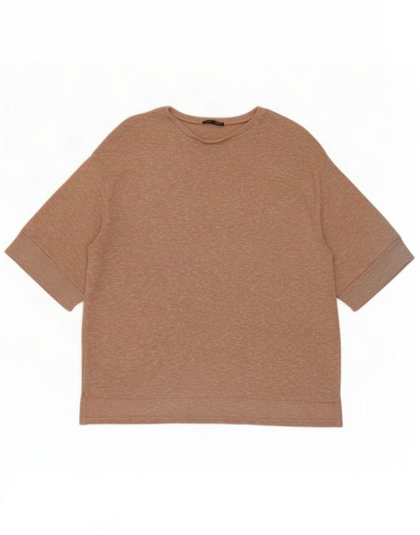 Женская футболка оверсайз Zara Top UK 10, маленькая, бежевая