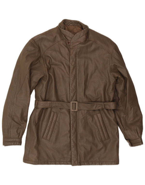 VINTAGE Мужская кожаная куртка IT 48 Medium Brown Leather