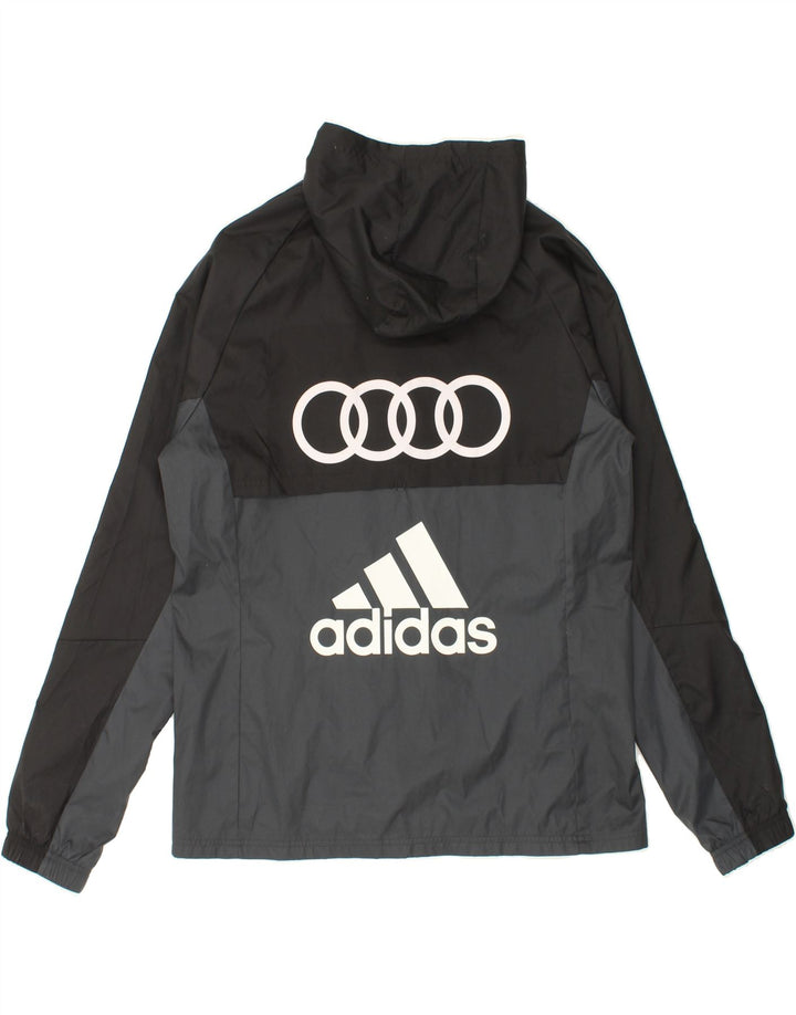 Мужская дождевик с капюшоном ADIDAS UK 38, средний черный, с цветными блоками